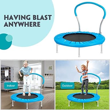 Lyromix 36Inch Kids Trampoline for Toddlers with Handle, Indoor Mini Rebounder Trampoline for Kids, Vibrant Blue - Image 3