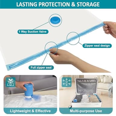 Cozy Essential 26 Pack Vacuum Storage Bags with Portable Electric Pump, Vacuum Seal Space Saver Bags for Clothing, Pillows, Blanket, Bedding, Comforters - Image 6