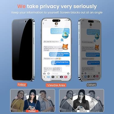 Fotbor [3+3 Pack for iPhone 15 Pro MaxPrivacy Screen Protector & Camera Lens Protector,Privacy 15 Pro Max,Anti Spy Private Tempered Glass Easy Installation Kit 6.7 Inch Accessories,Black (D-1) - Image 8