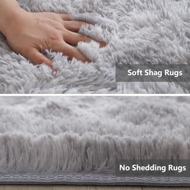 Shag Area Rugs for Bedroom Living Room,8X10 Ultra Soft Fluffy Area Rugs for Dorm, Indoor Carpet Nursery Rugs for Kids Girls Room Home Decor,Tie-Dye Grey - Image 4