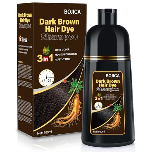 BOJICA Hair Dye Shampoo for Gray Hair Coverage, 3-in-1 Semi-Permanent Color Shampoo for Women & Men Dark Brown - Image 1