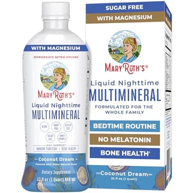 MaryRuth Organics Liquid Nighttime Multimineral | No Melatonin | Bedtime Routine | Magnesium Citrate | Calcium | Zinc | Vitamin D3| Available in 4 Flavors - Vegan | Sugar Free | Gluten Free | 32 Oz - Image 1