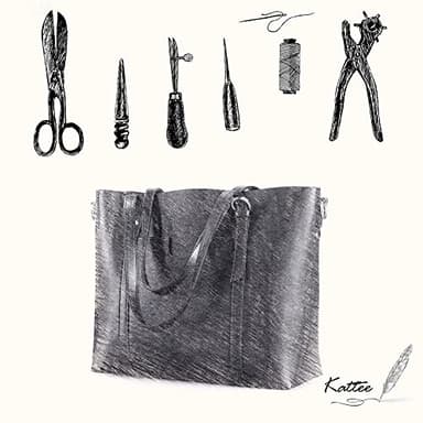 Kattee Genuine Leather Women Tote Bag Soft Handbags Vintage Shoulder Purses Fashion Top Handle Bag Large Capacity (Dark Brown) - Image 8