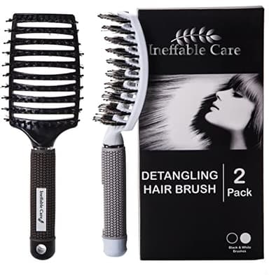 Boar Bristle Hair Brush set – Curved and Vented for Wet and Dry Detangling Hair Brush for Women Long, Thick, Thin, Curly & Tangled Hair Vent Brush - Stocking Stuffers Gift kit - Image 2