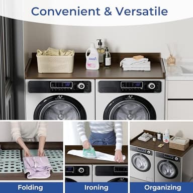 COOLBEBE Washer Dryer Countertop, Wood Washer Dryer Topper with Edge, 54" W x 27.5" D Washer and Dryer Covers for The Top for Laundry Room Organization, Walnut - Image 4