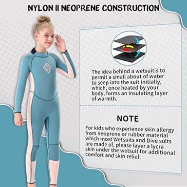 Seaskin Kids Wetsuit for Girls Toddlers, 3mm Back Zip Full Wetsuit, Neoprene Thermal Swimsuits for Diving Surfing Swim Lessons Size 14 - Image 4