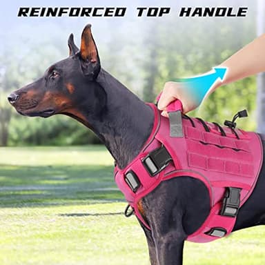 WINGOIN Tactical Dog Harness for Extra Large Dogs, Heavy Duty No Pull Dog Harness with Handle, Adjustable Reflective Military K9 Big Dog Vest for Great Dane, Walking, Training, Hunting, Pink (XXL) - Image 4