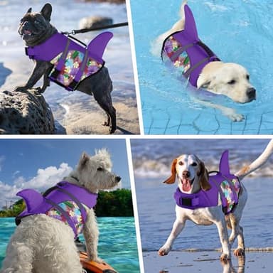 Doglay Shark Dog Life Jacket with Adjustable Vests for Swimming Boating, Ripstop Flotation Vest for Small to Large Dogs - Image 2