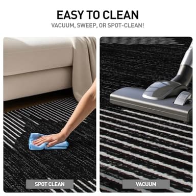 Rugshop Bohemian Stripe Stain Resistant High Traffic Living Room Kitchen Bedroom Dining Home Office Area Rug 3' x 5' Black - Image 9