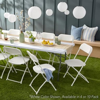 Best Choice Products Set of 10 Plastic Folding Chairs, Portable Stacking Indoor Outdoor Seating for Home, Yard, Garden, Parties, Events w/Non-Slip Feet, 350lb Weight Capacity - Black - Image 5