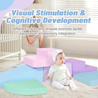 TODIBY 6-Piece Foam Climbing Blocks for Toddlers: Colorful Climbing Gym PU Leather Baby Foam Building Blocks Indoor Toy - Image 7