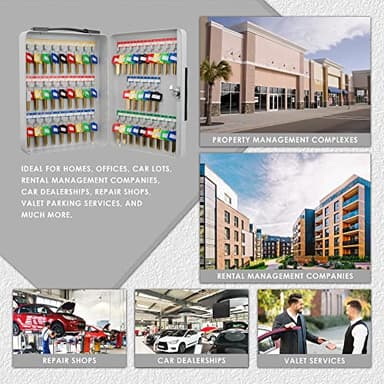 Barska Key Lock Key Cabinet Lock Box with Numbered Hooks and Tags - 50 POSITION - PORTABLE - Image 4