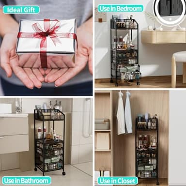 HapiRm Makeup Organizer Storage Cart - Floor Skincare Make Up Storage with 4 Drawers, Rolling Makeup Cart Vanity Organizer Cosmetics Display Cases Holder for Skin Care Perfume Nail Polish - Image 8