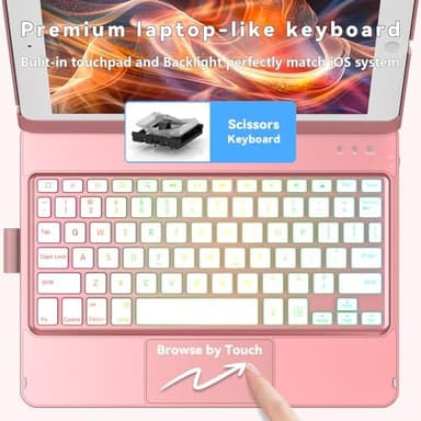 Apple iPad 10.2 Keyboard Case - 9th & 8th Gen Compatible - Touch Keyboard with 360 Rotatable Protective Cover & Apple Pencil Holder - Wireless Backlit Keyboard - Image 5
