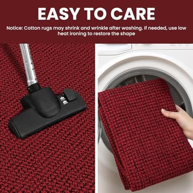 IOHOUZE Christmas Runner Rug 2x6 Ft Black Red Woven Runners for Hallways Washable Kitchen Rug Non Slip Braided Entryway Runner Rugs Floor Carpet Runners for Indoor Foyer Bedroom Laundry - Image 4