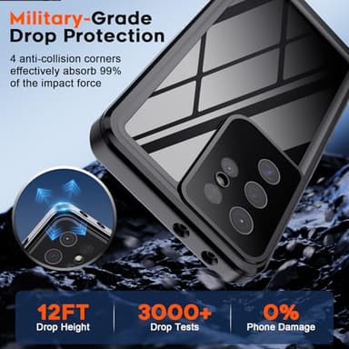 zapica Designed for Waterproof Samsung Galaxy S21 Ultra Case, Built-in Camera & Screen Protector [IP68 Waterproof][Military Drop Proof] Full Body Protective Phone Case for Galaxy S21 Ultra,Black/Clear - Image 5