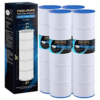 POOLPURE PCC105-PAK4 Replaces Pentair CCP420, 178584, Ultral-A6, Unicel C-7471, 817-0106, R173576, Filbur FC-1977, 570-0425-07, Pentair Clean and Clear Plus 420, L x OD: 26"x7", 4X105 sq.ft. Cartridge - Image 1
