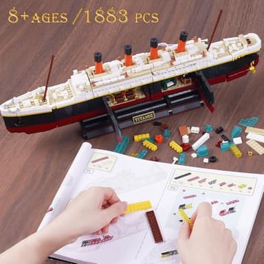 INSOON Titanic Building Set with Light, 2 in 1 Titanic Ship 3.6mm Mini Building Block 1883 PCS, Ship Model with Glacier Display Stand, Building Brick Toy Gift for Adults Teens Boys Girls 10 11 12+ - Image 9