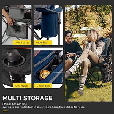 FAIR WIND 2 Pack Oversized Fully Padded Camping Chair with Lumbar Support, Heavy Duty Cooler Bag Fold Chair Support 450 LBS - Image 6