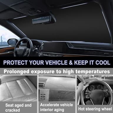 Car Windshield Sun Shade for 2025 2026 Toyota Camry| Front Window Sun Visor| 310T Reflective Polyester| UV Heat Insulation Protection| Foldable Sunshade with Storage Pouch - Image 6