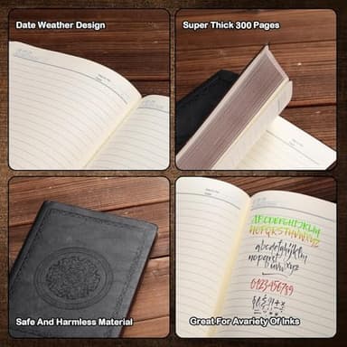 2026 Leather Vintage Journal Notebook,300 Pages,Leather Softcover Lined Journal Notebooks for Women Men,Notebook Journals for Writing Travel,Business,Office,5.7'' X 8.3'',Black - Image 6