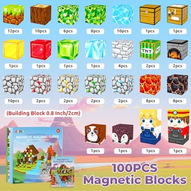Magnetic Blocks, Magnetic Tiles Building Blocks, Magnet Cubes Toddler Kids Toys, Sensory STEM Toys for 3-5 4-6 5-7 6-8 Year Old Boys Girls Easter Birthday Gifts Travel Outdoor Kids Games (0.8IN/2CM) - Image 3