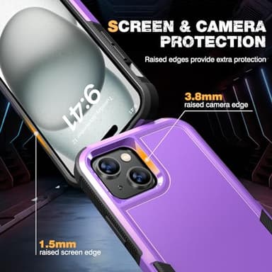 Diaclara Designed for iPhone 15Case, [with Privacy Screen Protector] [Anti Spy] [Military Grade Drop Protection] Heavy Duty Full-Body Shockproof Phone Case, Purple - Image 6