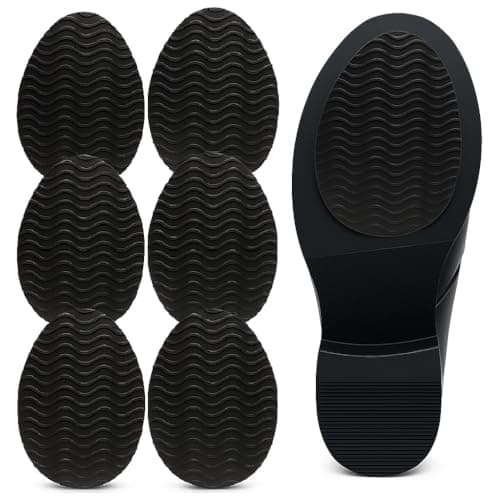 Non-Skid Shoe Pads – 3" × 4.3" Anti-Slip Sole Protectors for Dress Shoes & Leather Soles – Self-Adhesive Grip Pads (Black, 3 Pairs) - Image 1