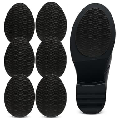 Non-Skid Shoe Pads – 3" × 4.3" Anti-Slip Sole Protectors for Dress Shoes & Leather Soles – Self-Adhesive Grip Pads (Black, 3 Pairs) - Image 1
