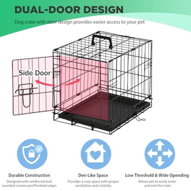 BestPet | Dog Crate | 18" | Black | Foldable Metal Kennel with Single Doors, Secure Slide-Bolt Latches, Leakproof Tray | Portable Dog Cage for Small Breeds | for Travel, Indoor & Outdoor Use - Image 3
