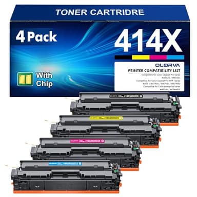 414X Toner Cartridge (with Chip) Replacement for HP 414X Toner Cartridges 4 Pack High Yield, Works with HP Color Laserjet Pro MFP M479fdw Toner, Color Laserjet Pro M454dw M454dn M480f M455dn Printer - Image 1