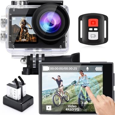 icefox i8 Action Camera with 4K 60FPS 20MP, 5X Zoom, Underwater Waterproof Camera with Optimized EIS, Video & Photo Editing by Snap Pro App, WiFi Remote Control for Diving, Cycling and Vlogging - Image 1