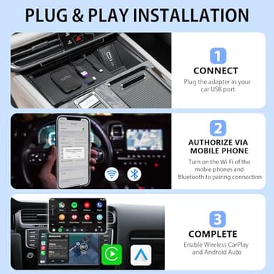5 in 1 Wireless Carplay & Android Auto Wireless Adapter - 2025 Upgrade Magic CarPlay Ai Box Streaming Video Fits Netflix/YouTube/TF Card, CarPlay Wireless Adapter for Wired CarPlay/Android Auto Cars - Image 5
