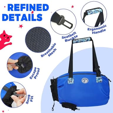 Large Cat Carrier Pouch for Vet Visits, Breathable Cat Sling Carrier for Cutting Nails, Grooming, Travel, Medication, Cat Restraint Bag, Pet Carrier for Cats, Cat Carrier Soft, (Blue,L) - Image 4