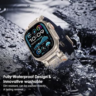 FULLIFE Designed for Apple Watch Band Apple Watch Ultra 3/2/1 49mm for Men, Silicone Rubber Bands with Metal Connector for Apple Watch Series 11/10 46mm, 9/8/7 45mm, SE2/SE 6/5/4 44mm, 3/2/1 42mm - Image 7