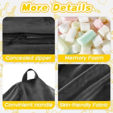 HABUTWAY 2FT Bean Bag Chair, 2' Beanbags Small Bean Bag Chairs with Filling, Teardrop Bean Bag Chair Luxurious Velvet Ultra Soft Fur with Removable Cover (Grey) - Image 4