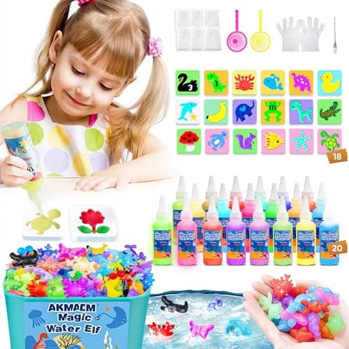 AKMADM Magic Water Elf Toy Kit for Kids - Aqua Fairy Water Gel Kit - 20 Colors*60ml Squishy Maker Set - 18 Shape Molds - Arts & Crafts Water Elf Creation kit - Children's DIY Marine Life (20 Colors) - Image 1