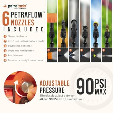 PetraTools Battery Powered Backpack Sprayer 4 Gallon - 6 Hours Long Battery Life & Padded Straps for Comfort - HD4000 Electric Backpack Garden Sprayer with 6 Spray Nozzles & 90PSI Adjustable Pressure - Image 4