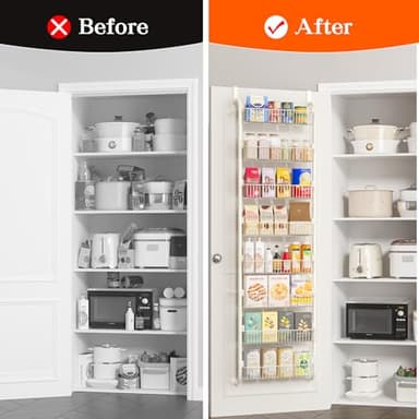 MIAOLI Over the Door Pantry Organizers and Storage, 8-Tier Spice Rack, Home & Kitchen Storage Shelves for Cabinet, Large Capacity Hanging Seasoning Organizer, Laundry Room Organization, White - Image 6