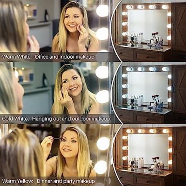 JXQTLINGMU Farmhouse Vanity Makeup Desk with Charging Station, 43" W Vanity Desk with Lights Mirror and Drawers for Makeup, Big Modern Makeup Table Set with Stool for Bedroom, Light Brown - Image 3