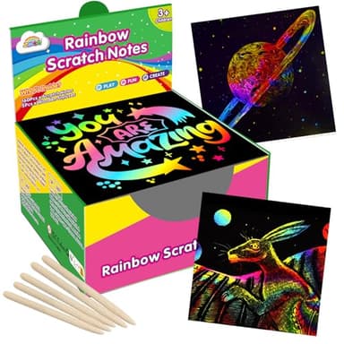 ZMLM 165 Rainbow Scratch Paper Art Crafts Mini Notes Kids Gifts 4 5 6 7 8 9 10 Years Old Girls Boys Students Teens Classroom Prizes School Supplies Birthday Party Travel Toy Activity - Image 1