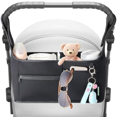 Vanleestar Stroller Organizer, New Fabric Design, Holds 2 Cup Holders for Baby Products, Multiple Pockets for Storing Diapers and Toys, Suitable for All Off-Road Models - Image 7