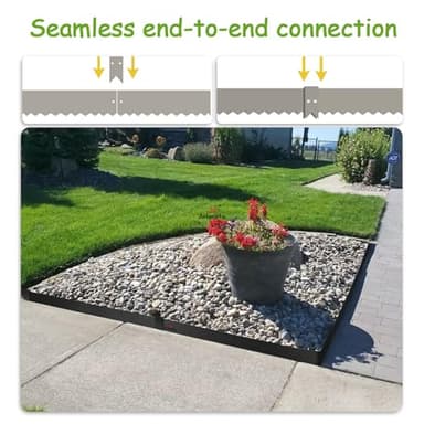 A ANLEOLIFE 6 Pack 40" LX 8" H Galvanized Steel Garden Landscape Edging, Bendable Hammer-in Metal Lawn Border with Gloves and 10 Stakes (20FT Total) (8 inch Tall, Black) - Image 6