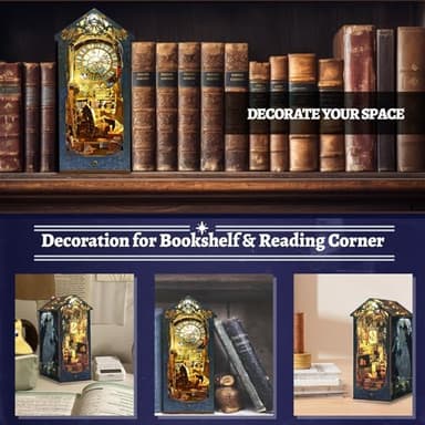 Catcrafter Book Nook Kit - Detective Agency Booknook for Bookshelf Decor, DIY Miniature House Kit, 3D Wooden Puzzle Dollhouse, Crafts for Adults Teens Birthday Easter Gifts - Image 6