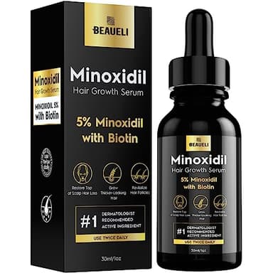 beaueli 5% Minoxidil for Men & Women Hair Growth, Beard Growth, Hair Loss Treatment, Unisex Adult, Unscented Foam, 1oz - Image 1