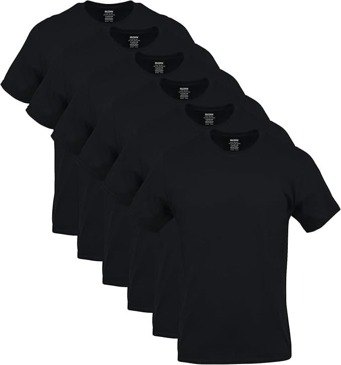 Gildan Men's Crew T-Shirts, Multipack, Style G1100, Black (6-Pack), Medium - Image 1