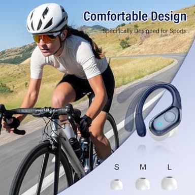Wireless Earbuds Bluetooth 5.4 Headphones 75H Playtime Stereo Deep Bass Sports Ear Buds with Earhooks, LED Display Bluetooth Earbuds with 4 ENC Mic, IP7 Waterproof Earphone for Running, Dark Blue - Image 6