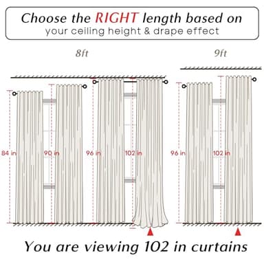 PANELSBURG 102 Inch Long Curtains,Modern Farmhouse Curtains 102 Inch Length for Living Room,Linen Textured Blackout Thermal Window Curtain Drapes 2 Panels Set,Oatmeal Beige - Image 6