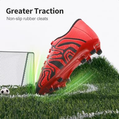 DREAM PAIRS Boys Girls Soccer Cleats Youth Firm Groud Baseball Cleats Sport Athletic Outdoor Trainning Football Shoes for Little/Big Kid,Size 10 Toddler,Red/Black/Silver,160472-K - Image 3