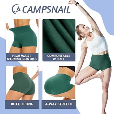 CAMPSNAIL Workout Biker Shorts Women - 3"/5"/8" High Waisted Tummy Control Spandex Booty Volleyball Shorts for Yoga Dance - Image 2